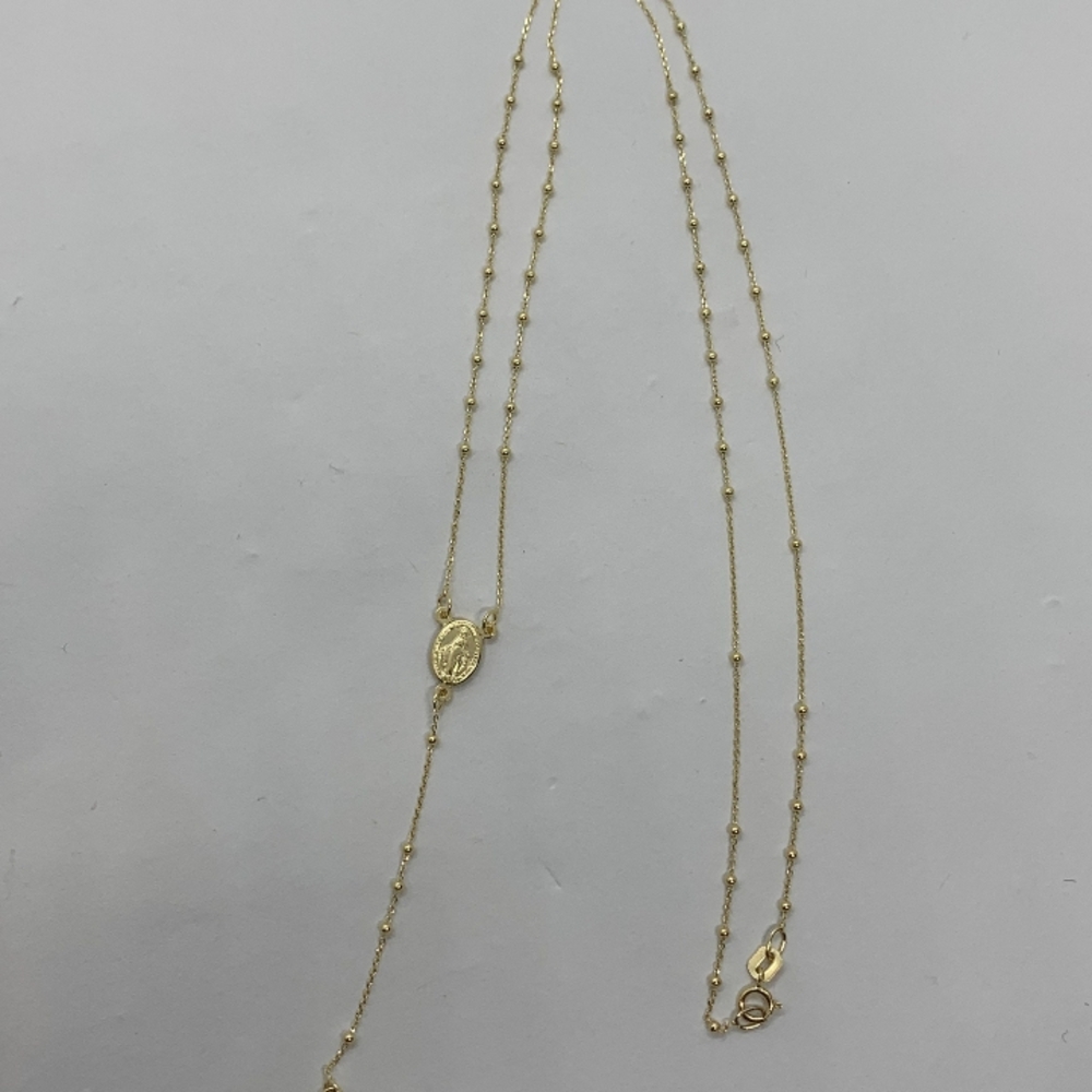 Delicate 24k Gold Rosary Mother Mary Nevklace